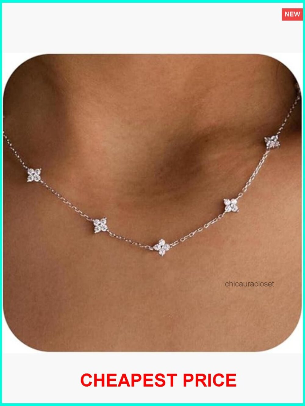 Dainty CZ Station Choker Necklace for Women Layering Trendy Jewelry Gift
